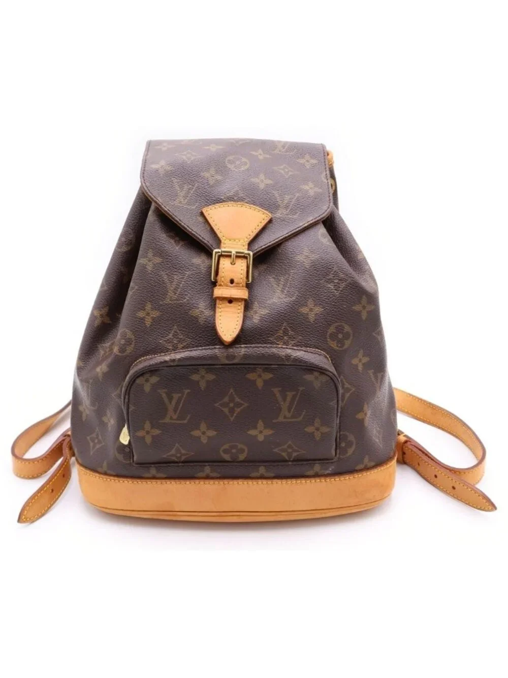Louis Vuitton Monogram Montsouris PM Backpack Brown Leather Gold